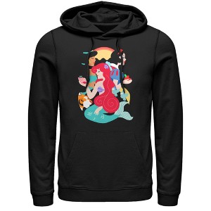 Men's Disney Princesses Cartoon Profile Pull Over Hoodie - 1 of 3