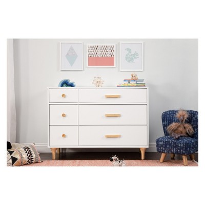 Lolly 6-Drawer Double Dresser in White and Natural