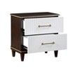 Vynxaria Contemporary 1pc 2-Drawer Nightstand, 2-Tone (White & Cherry) Finish with Gold Trim, Polished Brass Bar Pulls, Dovetail Drawers - 2 of 4