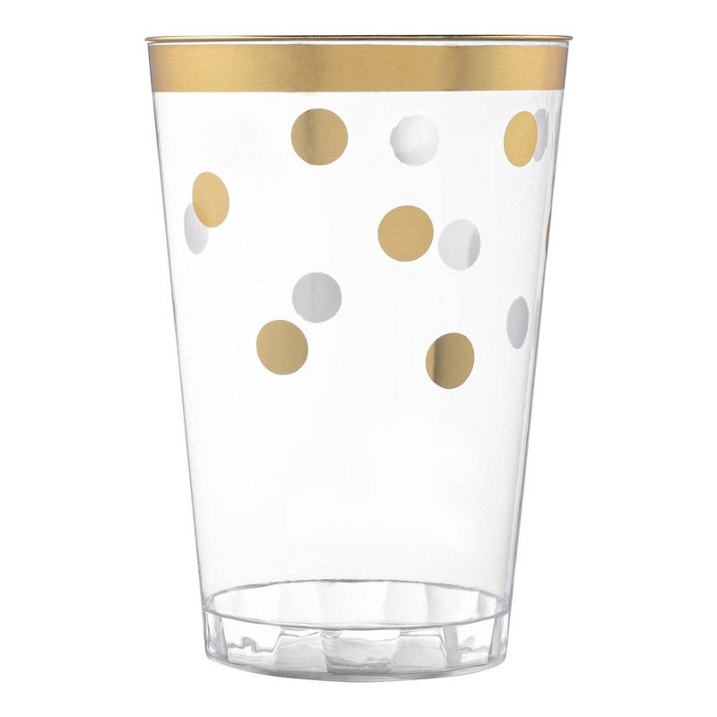Smarty Had A Party 12 oz. Clear with Gold Dots Round Disposable Plastic Tumblers (240 Cups), 1 of 2