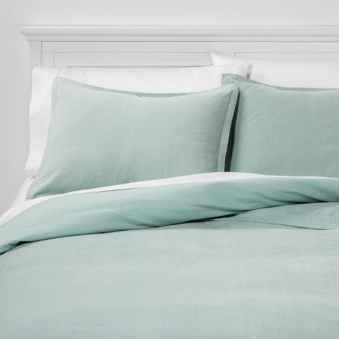 King Solid Velvet Duvet Cover Sham Set Mint Threshold Target