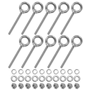 Unique Bargains Stainless Steel Durable Rust-Resistant Eyebolts with Nuts Washers Male Screw for Fastening 10 Pcs - 1 of 4