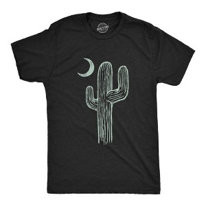 Mens Cactus Moon T Shirt Cute Desert Night Graphic Novelty Tee - Crazy Dog Men's T Shirt - 1 of 4