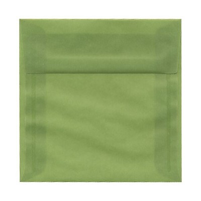 JAM Paper 6.5 x 6.5 Square Translucent Vellum Envelopes Leaf Green 1592115