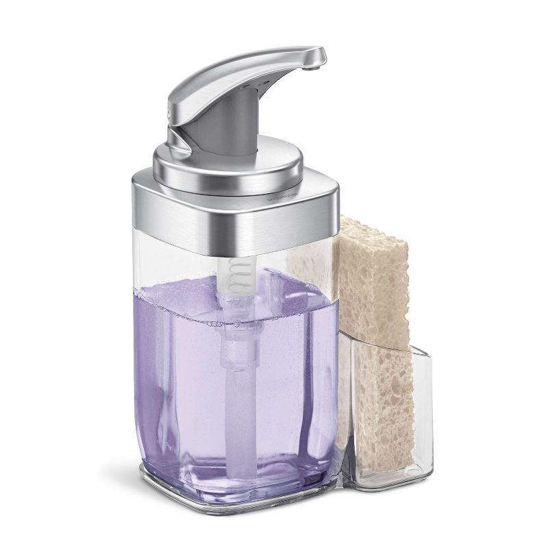 simplehuman 22oz Square Push Pump Soap Dispenser with Caddy Brushed Nickel, 1 of 5