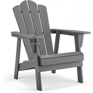 EROMMY Adirondack Chair - Durable HDPE Poly Lumber, Oversized Balcony Porch Patio Outdoor Chair,Gray - 1 of 4