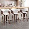 Bekrvio 26" Mid Century Modern Swivel Counter Height Bar Stools Set of 1/2/3/4 - PU Leather Upholstered,Walnut Bent Wood Legs for Kitchen Island - 2 of 4