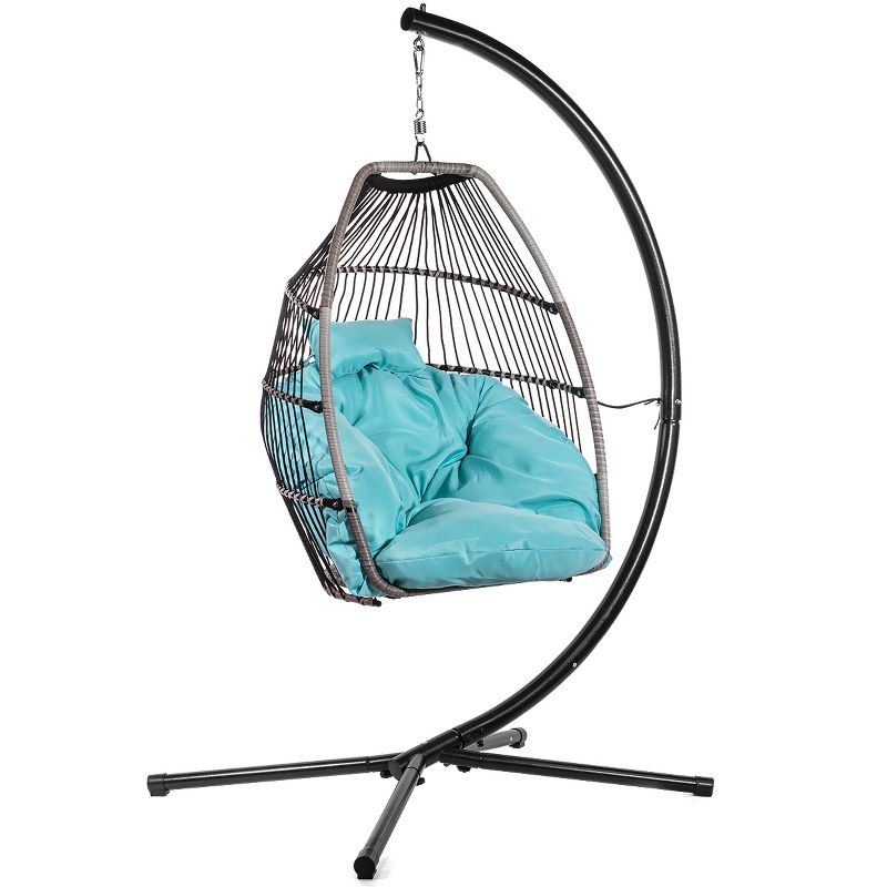 Barton Outdoor Hanging Egg Chair Chair Basket Egg Style Seating Chair with Cushion and Headrest, 2 of 7