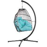 Barton Outdoor Hanging Egg Chair Chair Basket Egg Style Seating Chair with Cushion and Headrest