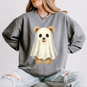 Watercolor Ghost Bear - Womens Lightweight Garment Dyed Sweatshirt - 1 of 2