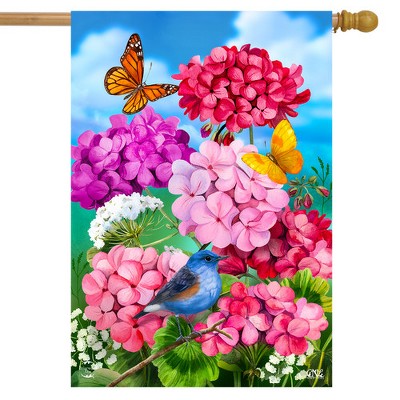 Spring Floral Garden Flag with Birds and Butterflies, 28" x 40"