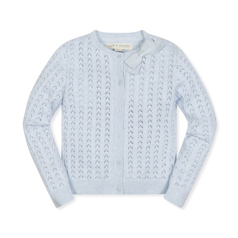 Hope & Henry Girls' Pointelle Bow Cardigan, Infant - image 1 of 4