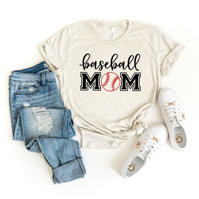 Simply Sage Market Women's Baseball Mom With Ball Short Sleeve Graphic Tee, 3 of 4