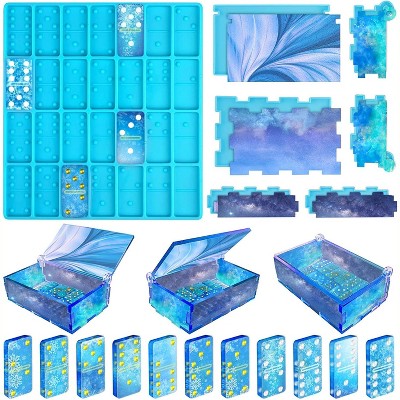 JDICTION Blue Vakoo Domino Molds - Thickened Silicone for Epoxy Resin Casting with Large Capacity Box