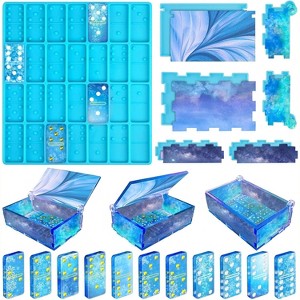 JDICTION Blue Vakoo Domino Molds - Thickened Silicone for Epoxy Resin Casting with Large Capacity Box - 1 of 4