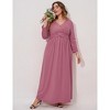 Women Plus Size 3/4 Sleeve V-Neck Ruched Dress - 4 of 4