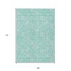 Aqua And Ivory Floral Washable Indoor Outdoor Area Rug - 3 of 4