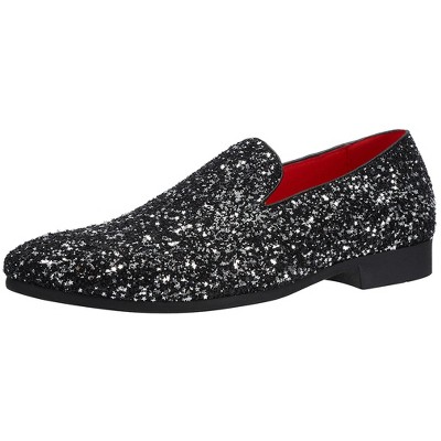 Santimon Men's Glitter Loafers Sparkly Dress Slip-On Shoes