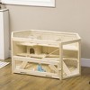 PawHut 3-Tier Large Wooden Hamster Cage with Seesaws, Small Animal Cage and Habitat, Mice, Rat, Gerbil, & Hamster Habitat - 2 of 4