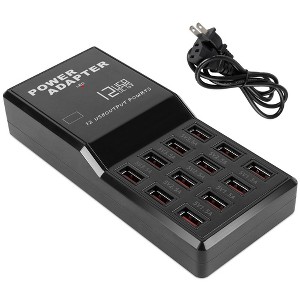 LakeForest "Multi 12-Port USB Charging Station Hub 60W: Fast Charger for iPod, iPhone & More with 3.74ft Power Cord" Black - 1 of 3