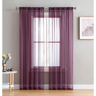 HLC.ME Sheer Voile Transparent Window Treatment Rod Pocket Curtain Panels - Set of 2