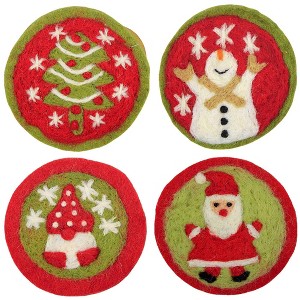 Ganz 4.0 Inch Woven Holiday Coasters Santa Gnome Snowman Christmas Tree Coasters - 1 of 4