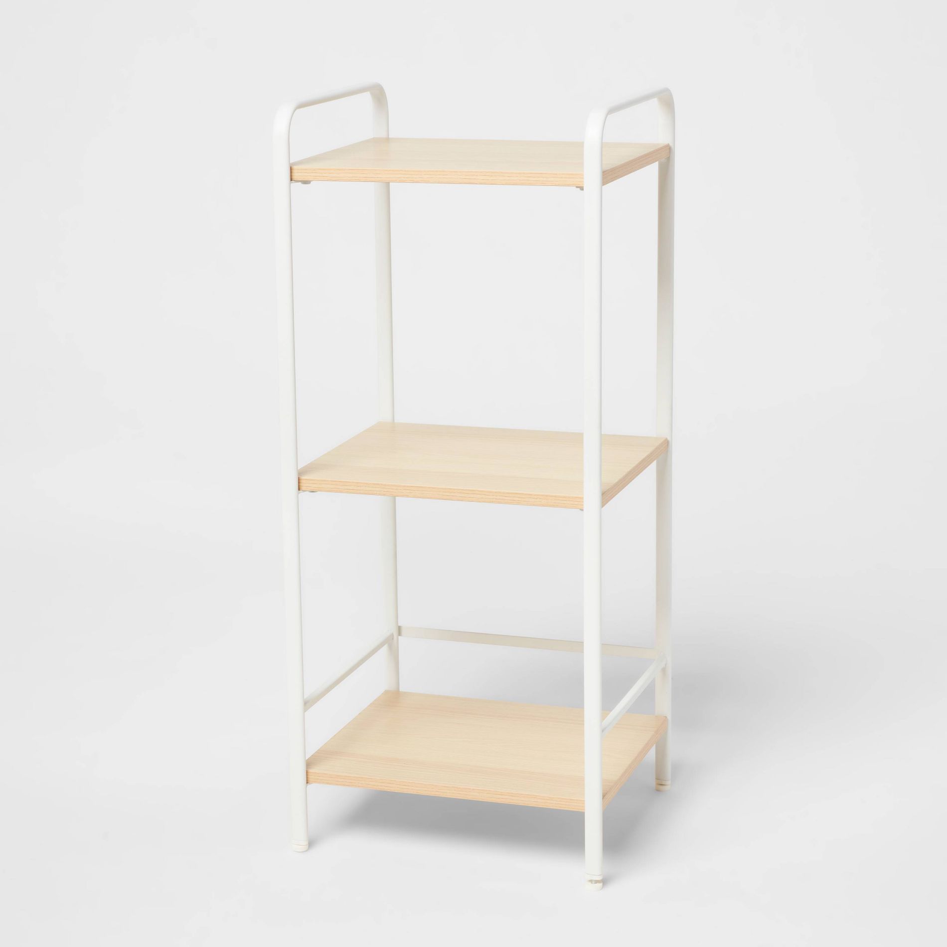 Short Wood Bath Storage Tower White Metal - Brightroom™: Powder-Coated Steel, 3-Tier, Anti-Tip Hardware