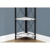 Bookshelf, Bookcase, Etagere, Corner, 4 Tier, 60"h, Office, Bedroom, White Marble Look Laminate, Black Metal, Contemporary, Modern - 3 of 4