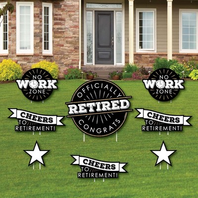 Big Dot of Happiness Happy Retirement - Yard Sign & Outdoor Lawn Decorations - Retirement Party Yard Signs - Set of 8