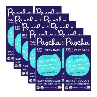 Pascha Organic 85% Cacao Very Dark Chocolate Bar - Case of 10/2.82 oz
