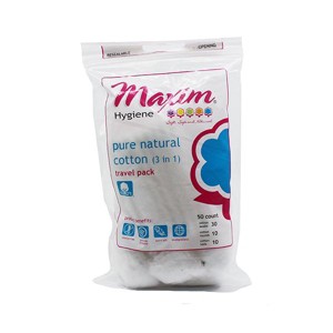 Maxim - Hygiene Pure Natural Cotton (3IN1) Travel Pack, 50 Ct Cotton Balls - 1 of 3