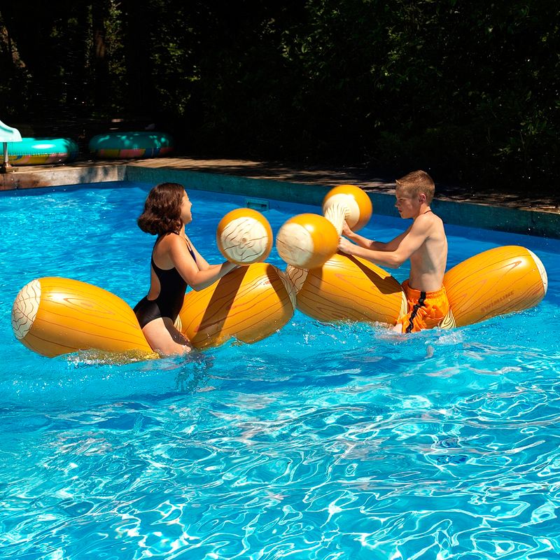 Swimline 4-pc Inflatable Log Flume Swimming Pool Jousting Set - Brown/White, 2 of 4