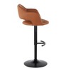 Contemporary Adjustable Barstool with Swivel, Faux Leather, Rounded T Footrest, Set of 2 - 3 of 4