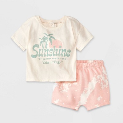 Image of Grayson Mini Baby Girls' Tie-Dye Top & Bottom Set - White 0-3M