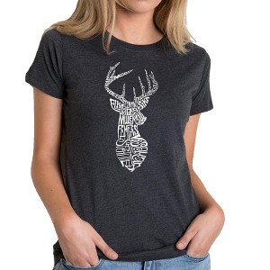 LA Pop Art Women's Premium Blend Word Art T-shirt - Types of Deer - 1 of 4