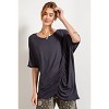 Slickblue Women's Casual Long Tunic Top with Side Ruching and Boat Neck - Mauve, Mocha or Smoke Shades, Size S-L - 2 of 4