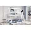 Okak Twin Over Full House Bunk Bed with Roof, Ladder,Safety Guardrails Floor Low Bunk Bed Solid Wood for Kids, Girls, Boys Easy Assemble, White - 2 of 4