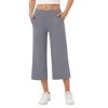 Women's Stretchy 7/10 Wide Leg Pants High Waist Casual Palazzo Trousers Comfortable Workout Lounge - 2 of 4