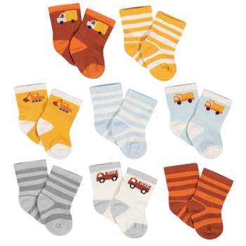 Gerber Baby Boys' 8-Pack Jersey Wiggle Proof® Socks Transportation Zone