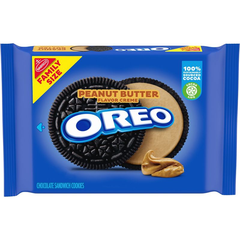 OREO Peanut Butter Flavor Creme Chocolate Sandwich Cookies Family Size - 17oz, 1 of 21