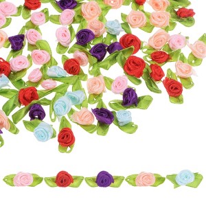Unique Bargains Mini Ribbon Roses Fabric Flowers for Crafts Wedding 100 Pcs - 1 of 4
