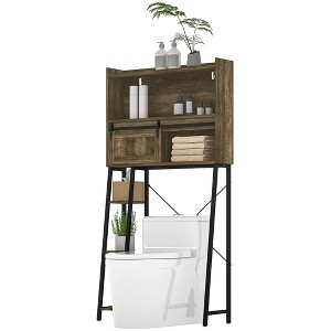 Aghana Digitals Rustic Over-Toilet Storage Cabinet with Sliding Door, 4 Shelves & 3 Compartments, - 1 of 4