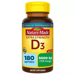 Nature Made Extra Strength Vitamin D3 5000 IU (125 mcg) Softgels - 180ct