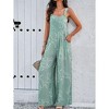 One Piece Jumpsuits with Pockets Women Sleeveless Button Up Dressy Romper Casual Loose Print Outfits - 4 of 4