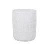 CAVINAS Modern Concrete Patio End Table,15" Outdoor Side Table with Fluted Design,Lightweight Small Patio Table for Patio,Garden,White - 2 of 4