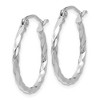 Black Bow Jewelry 2mm, Twisted 14k White Gold Round Hoop Earrings, 20mm (3/4 Inch) - 2 of 4