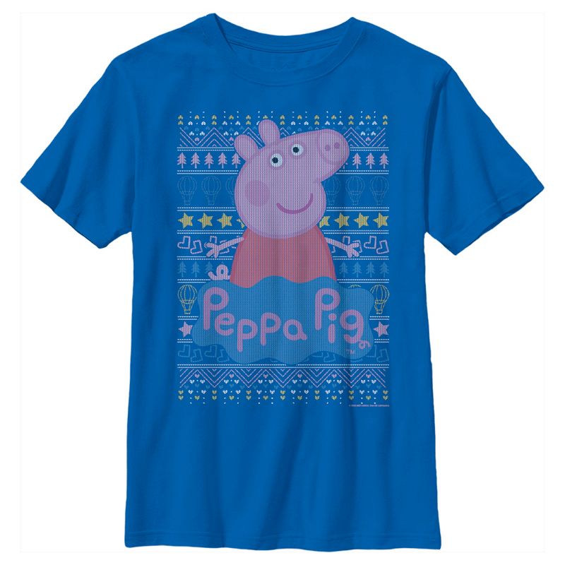 Boy's Peppa Pig Distressed Christmas Sweater T-Shirt, 1 of 6