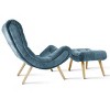 Planet 37.5" High Back High-End Velvet and Ultra-Soft Cushioning Upholstered Chaise Lounge Chaise and Ottoman Foot Rest Set-Maison Boucle - 4 of 4