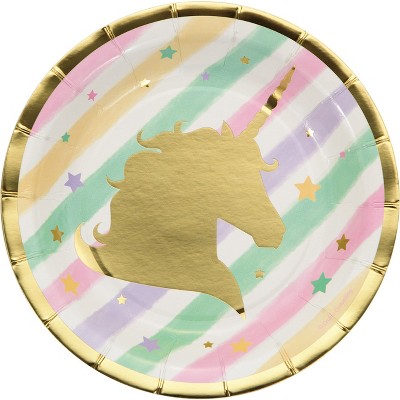24ct Sparkle Unicorn Dessert Plates Pink
