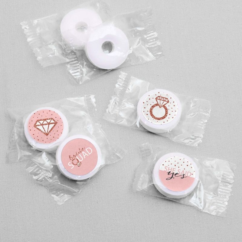 Big Dot of Happiness Bride Squad - Rose Gold Bridal or Bachelorette Party Round Candy Sticker Favors - Labels Fits Chocolate Candy (1 sheet of 108), 3 of 6